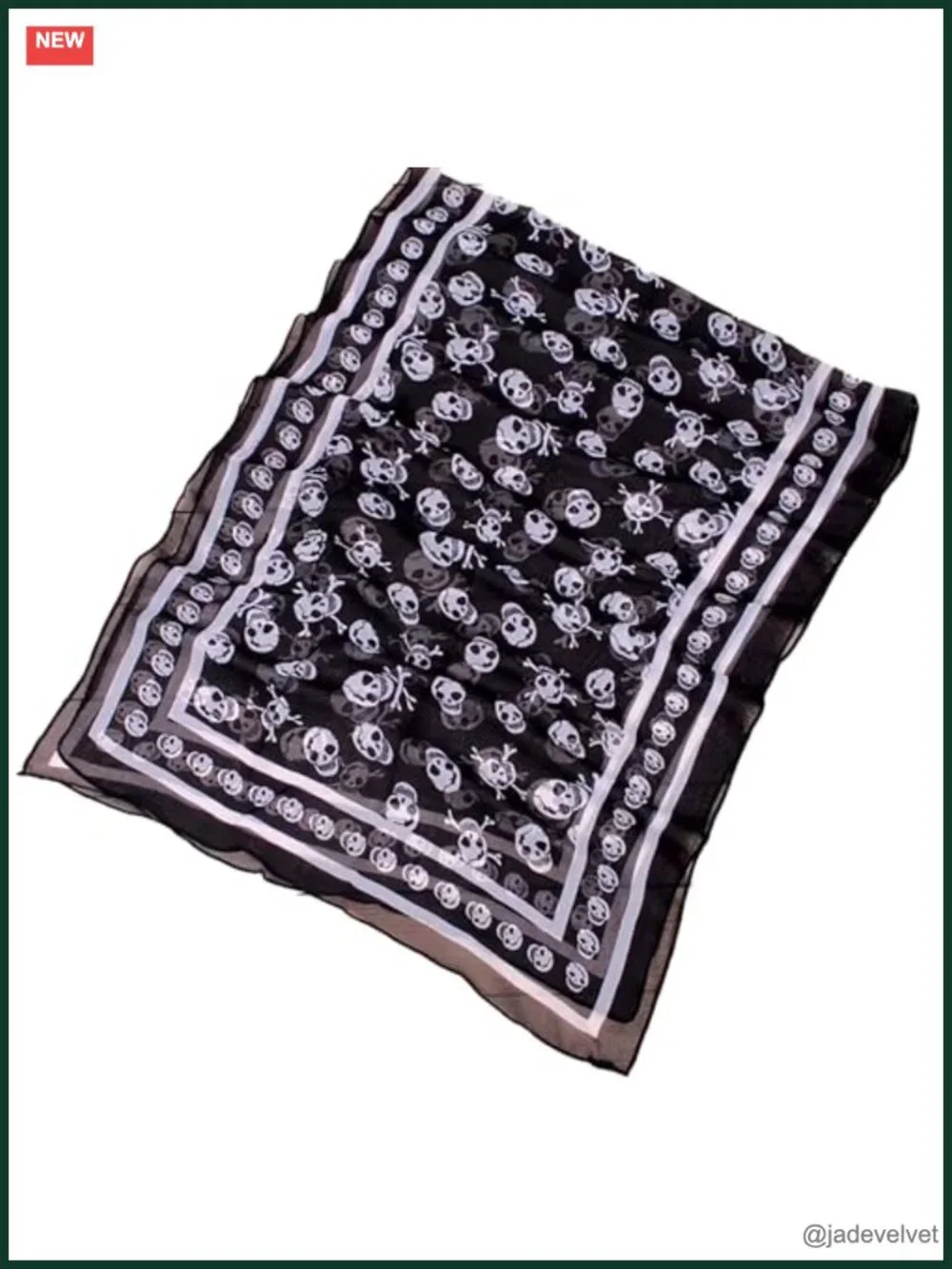 Soft Silky Poly Chiffon Skull Scarf 59